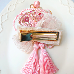 【桜と和紐の髪飾り】ダブルタッセル＊七五三や卒業式に＊ヘアクリップ 14枚目の画像
