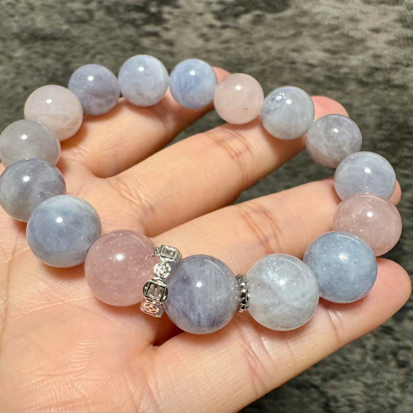 ブルーローズクォーツ】幻想的カラー 希少 高波動 天然石 ブレスレット