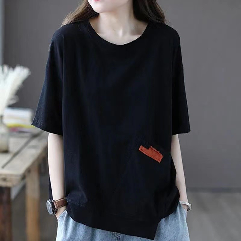 レディースコットン 半袖Tシャツ 大きめサイズ インナー用トップス