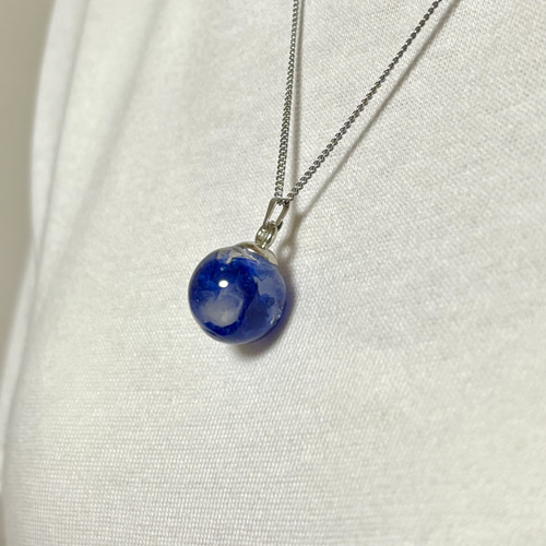 blue ever】ブルーエバー 天然あおばなのネックレス(ガラス玉)草津