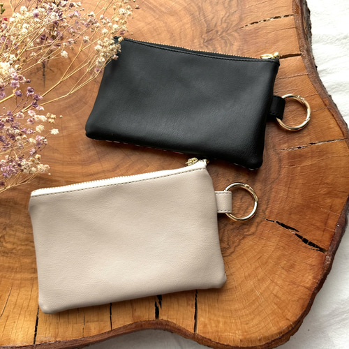 送料無料】高見えフェイクレザー⌇キーリング付きで使い方色々⌇インド