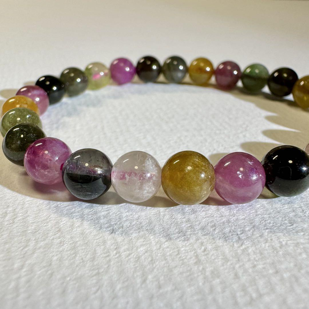 【トルマリン】色彩豊かなグラデーション 天然石 ブレスレット 4,400円