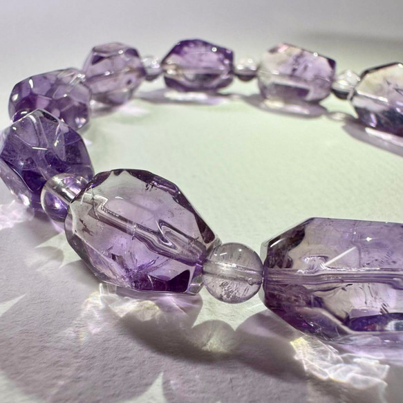 【アメトリン】紫と黄金が溶け合う透明感 天然石 ブレスレット アメトリン】紫と黄金が溶け合う透明感 天然石 ブレスレット