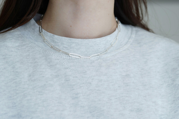 SILVER925 volume ロングクリップチェーンネックレス 41cm 9枚目の画像