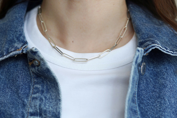 SILVER925 volume ロングクリップチェーンネックレス 41cm 11枚目の画像