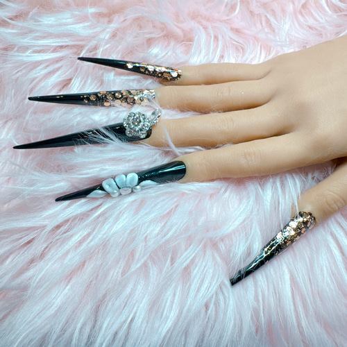 鬼スーパーロングネイルチップ 5XL ギャル ゴテゴテネイル 派手