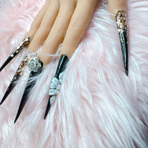 鬼スーパーロングネイルチップ 5XL ギャル ゴテゴテネイル 派手