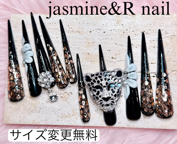 鬼スーパーロングネイルチップ 5XL ギャル ゴテゴテネイル 派手 3D