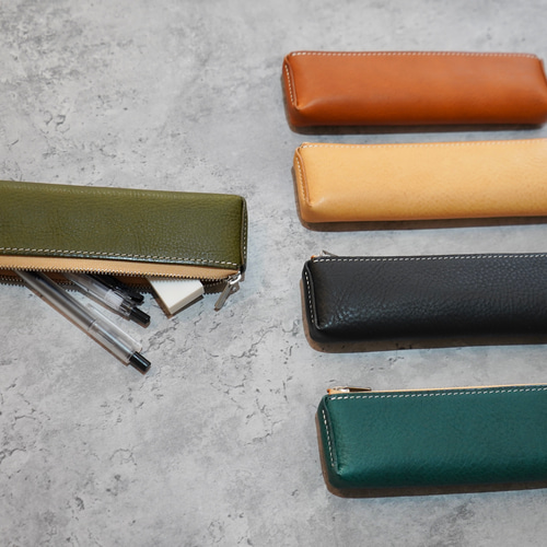 手縫い 』軽量ペンケース 45g イタリアンレザー ｜YKKエクセラ使用