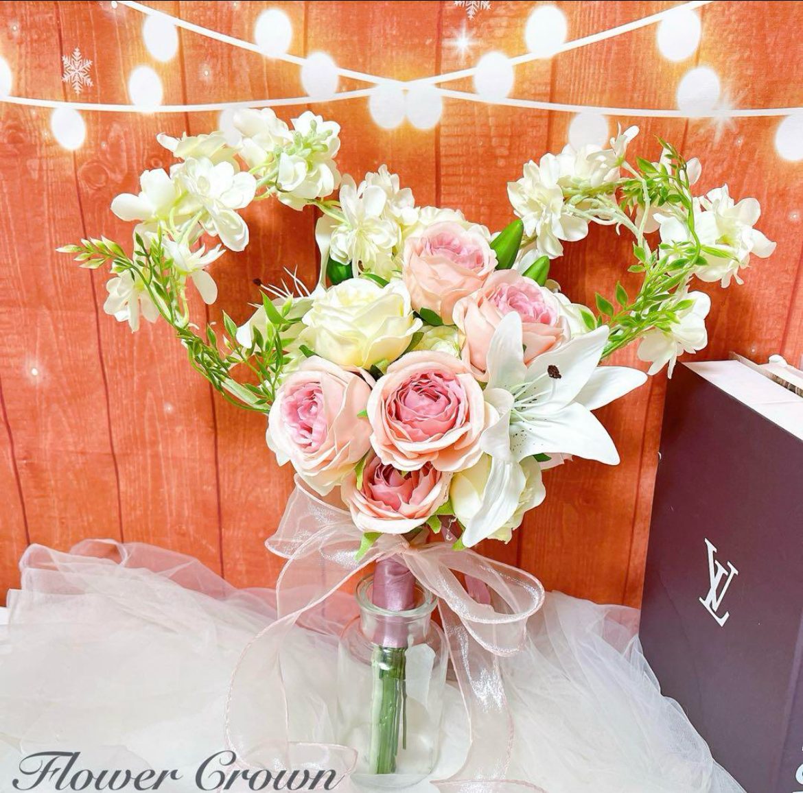 お色変更可 ハートブーケ クラッチブーケ アーティフィシャルフラワーブーケ 結婚式 ウエディングブーケ