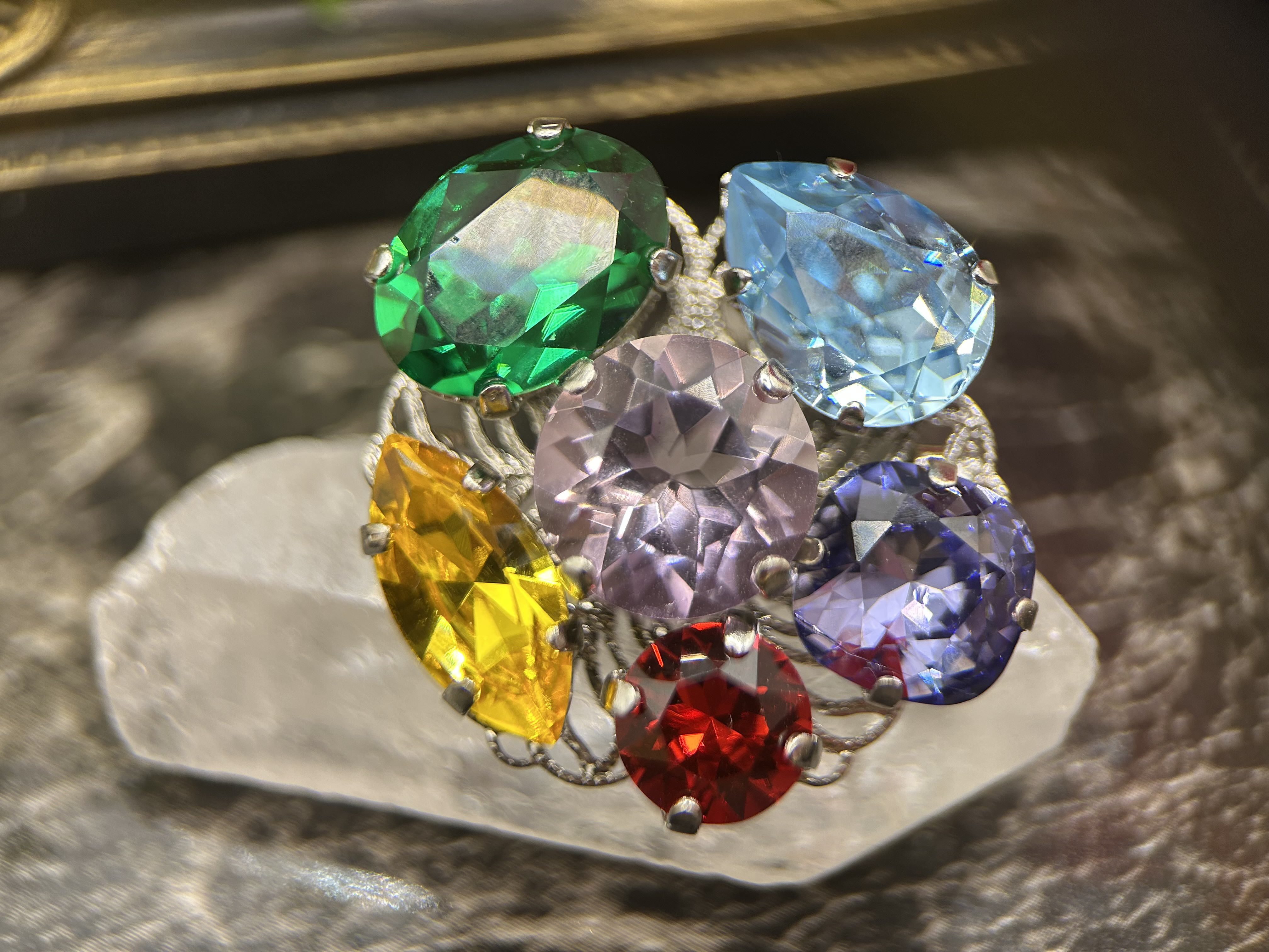 マルチカラーノーマルブローチB（シルバー）OCEAN STONE