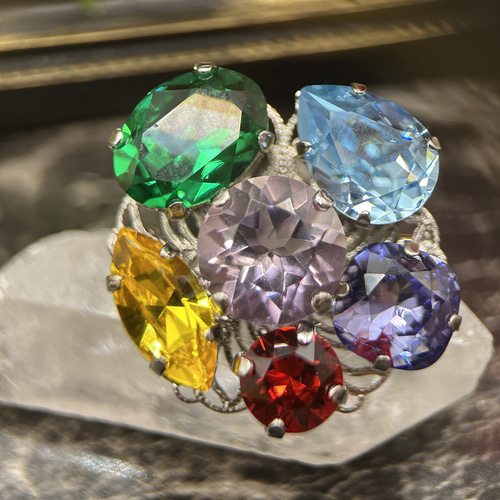 マルチカラーノーマルブローチB（シルバー）OCEAN STONE ブローチ