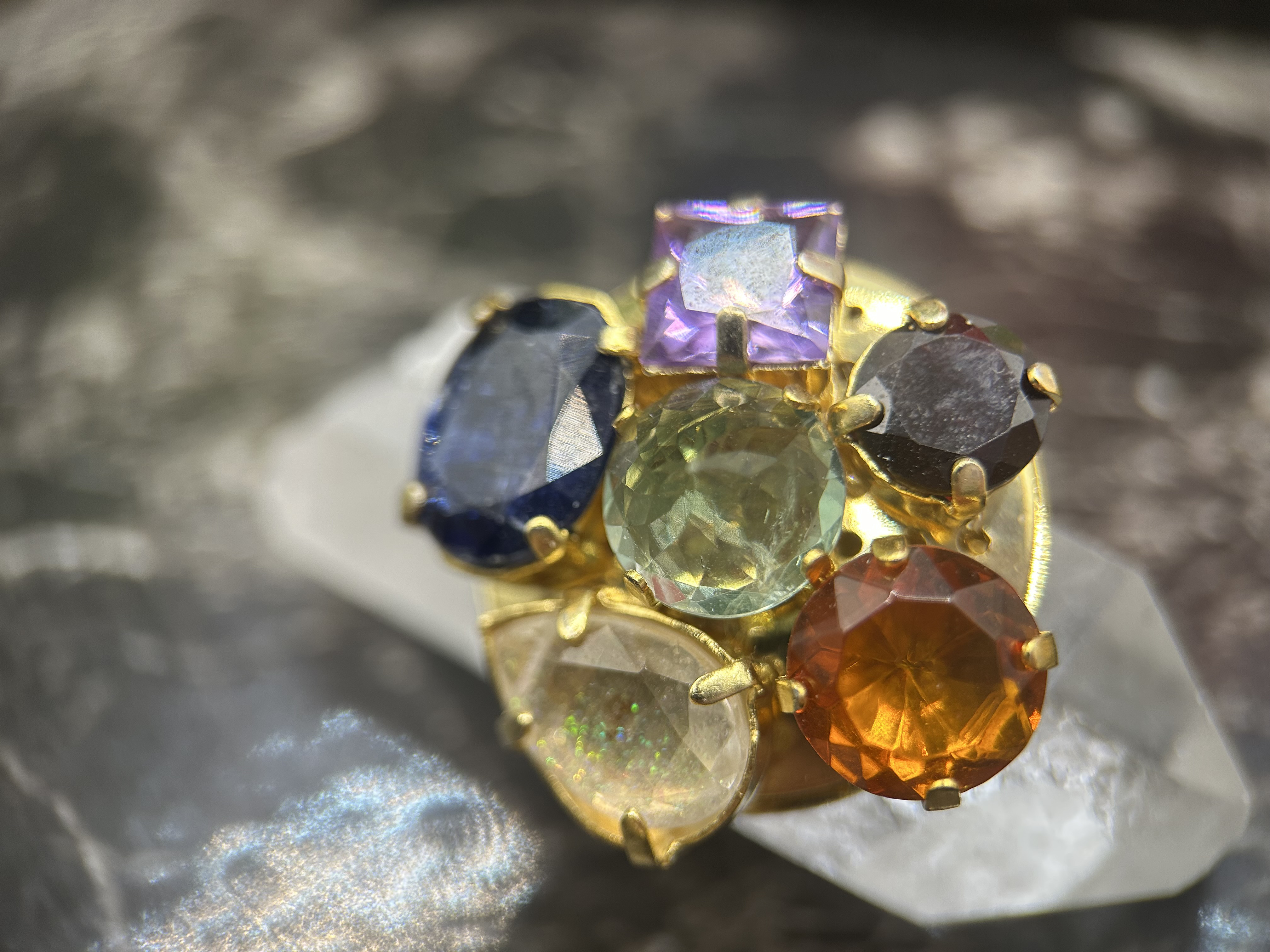 マルチカラーオール天然石ノーマルブローチB（ゴールド）OCEAN STONE