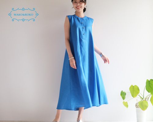 国内発送【HOBBS】高級感ロイヤルブルー◇フローラルワンピース 送料無料 ◇ D1697 フリル フラワー シアースリーブ 異素材