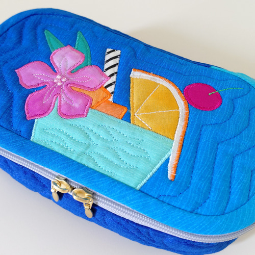 トロピカルジュースのキルトペンケース（青）/ハワイアンキルト