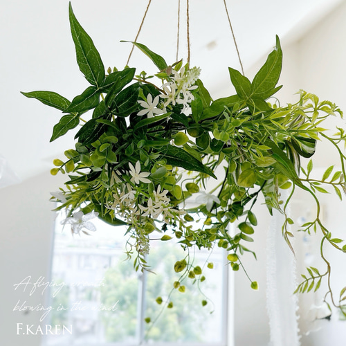 【１点限り！】プリンセススタイルのアーティフィシャルフラワーリース(グリーン) 1点限り！】プリンセススタイルのアーティフィシャルフラワーリース