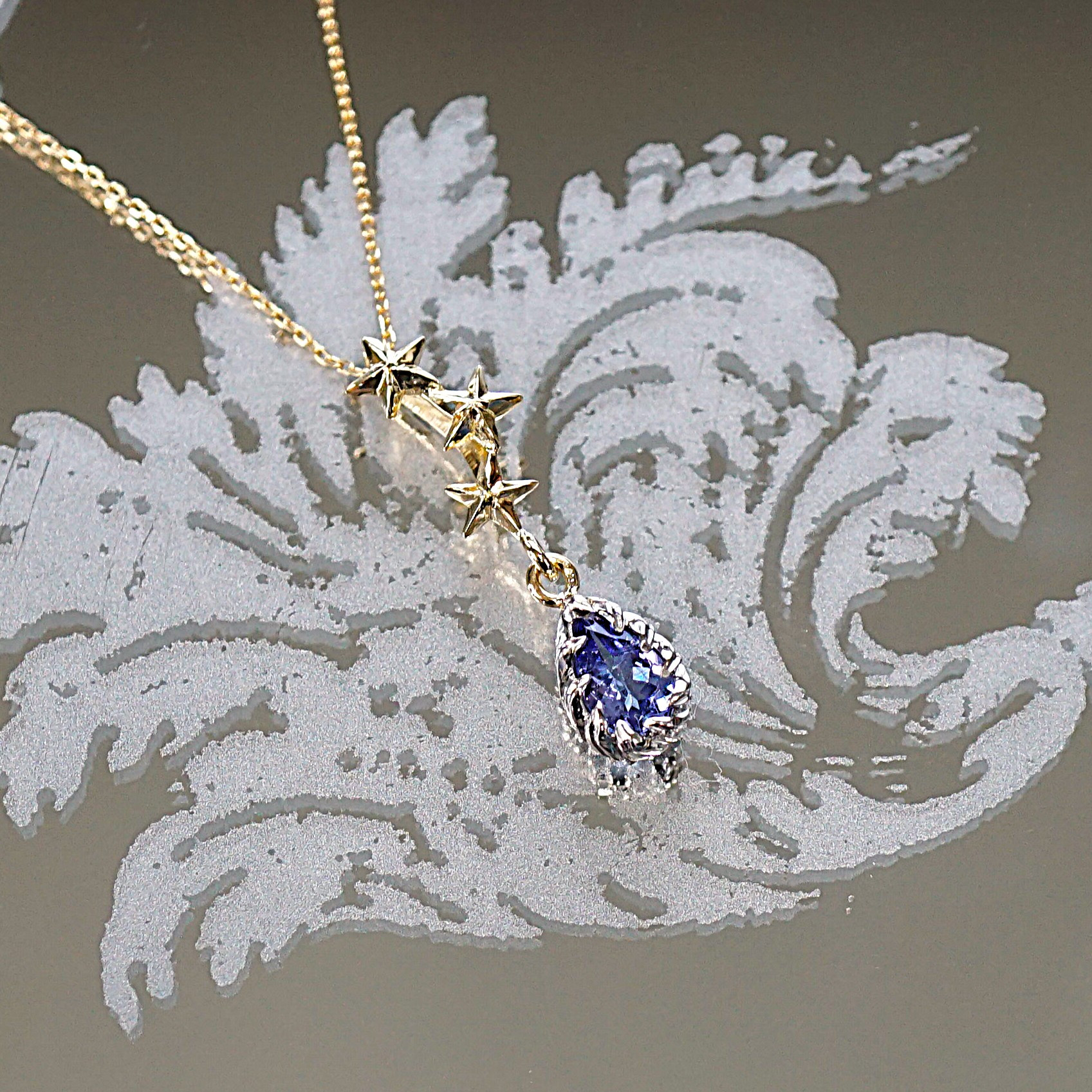 K18YG×PT950　星の雫　タンザナイト ペンダント　<ヘッドのみ>