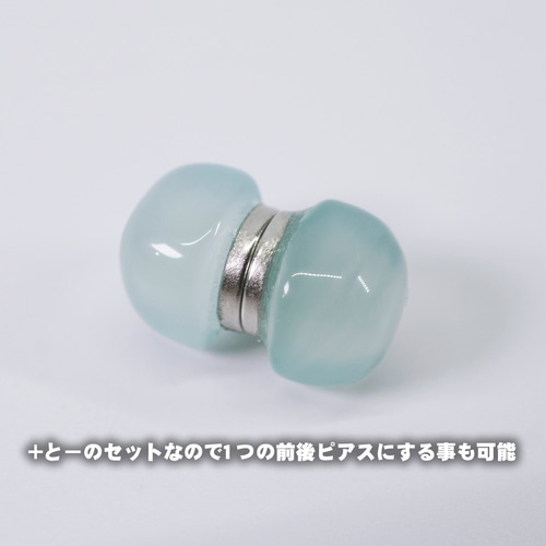 天然石 6㎜ シーブルーカルセドニー ピアス ペア スタッド フック ノン
