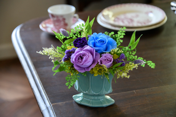 プリザーブドフラワー 紫と青のアレンジメント ナチュラル おしゃれ