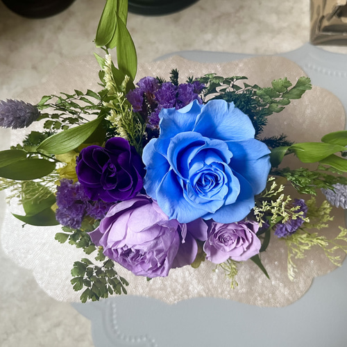 プリザーブドフラワー 紫と青のアレンジメント ナチュラル おしゃれ
