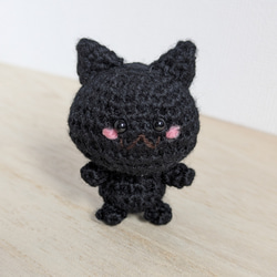 あみぐるみ ちびねこ 猫 スコティッシュ風 グレーw キーホルダー