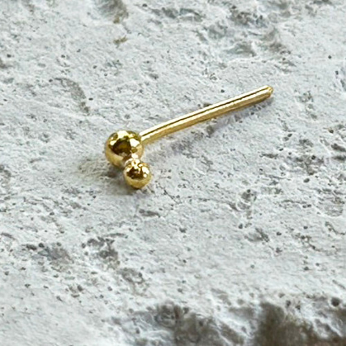 K24純金 丸玉＋子丸玉スタッドピアス◇ K24 Round Ball Stud（片耳分