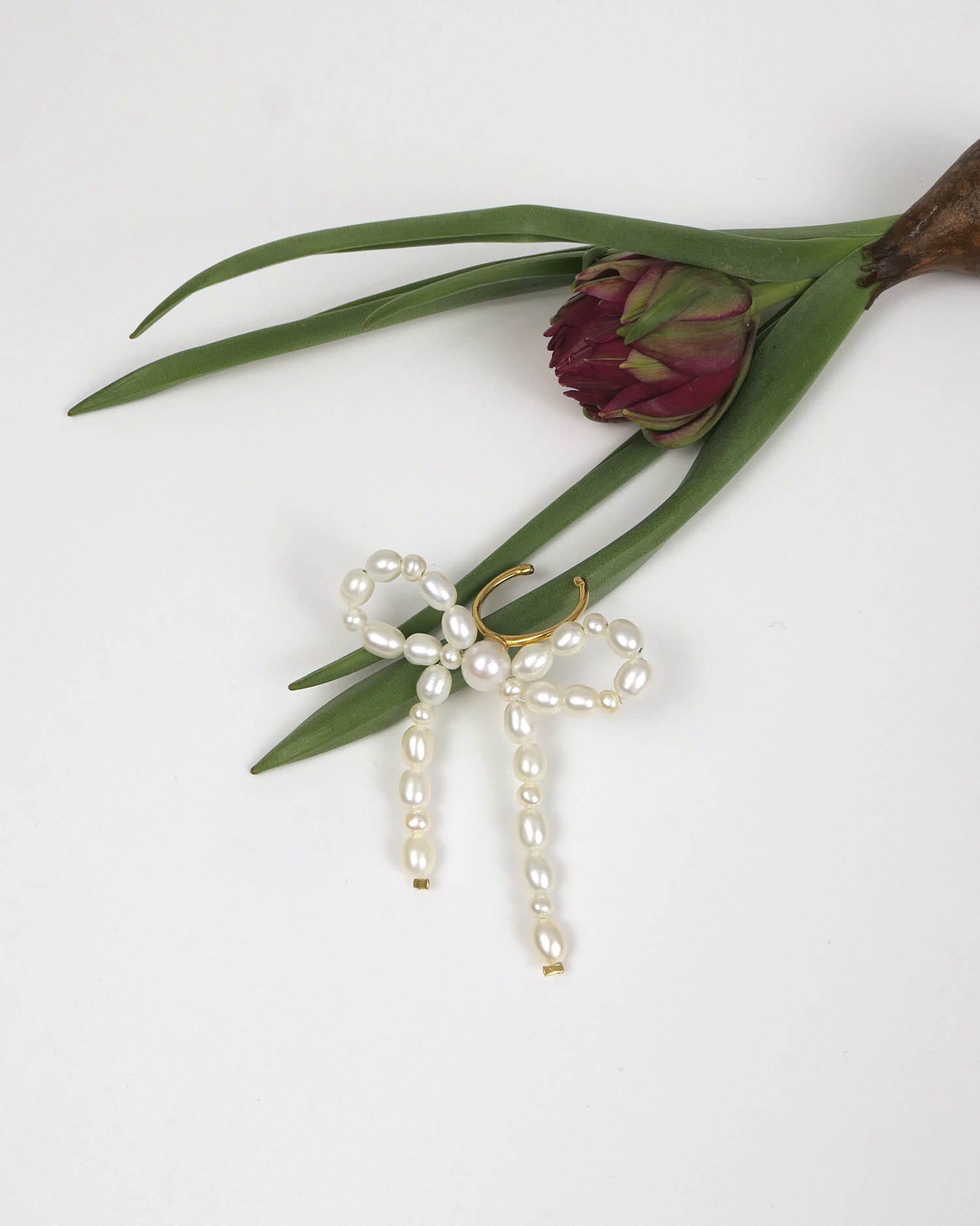 EAR CUFF | MIXパール リボン イヤーカフ