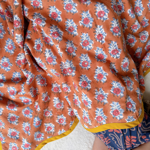 ブロックプリント うねうねガーゼブランケット その他インテリア雑貨