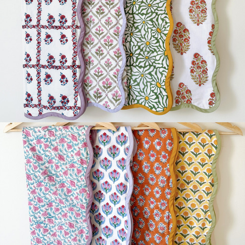 ブロックプリント うねうねガーゼブランケット その他インテリア雑貨