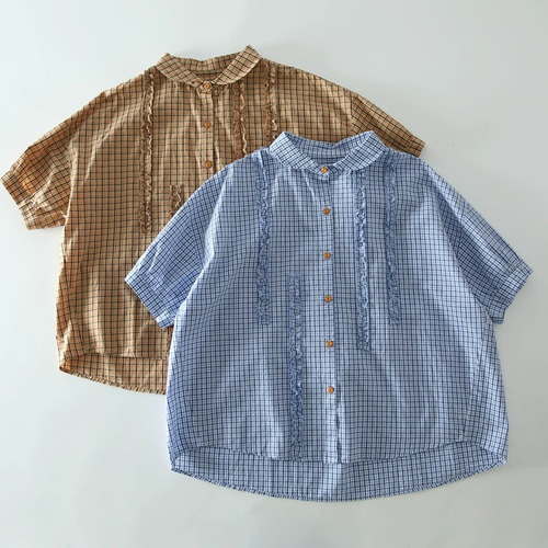 チェック柄 コットン100％ 半袖ブラウス 夏 ブラウス tanini 通販