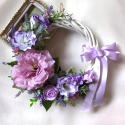 青薔薇とアジサイの夏リース☆玄関リース☆造花リース☆アーティフィシャルフラワー 0_3997399bfd51e5a2f5b6b6728037