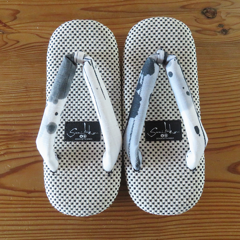 デザイン雪駄　白白