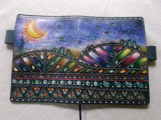 ほぼ日手帳対応　レザー手帳カバー　刻印＆拭き染め