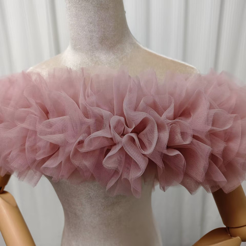 送料無料！フラワーオフショルダー くすみピンク ふわふわ もこもこ  