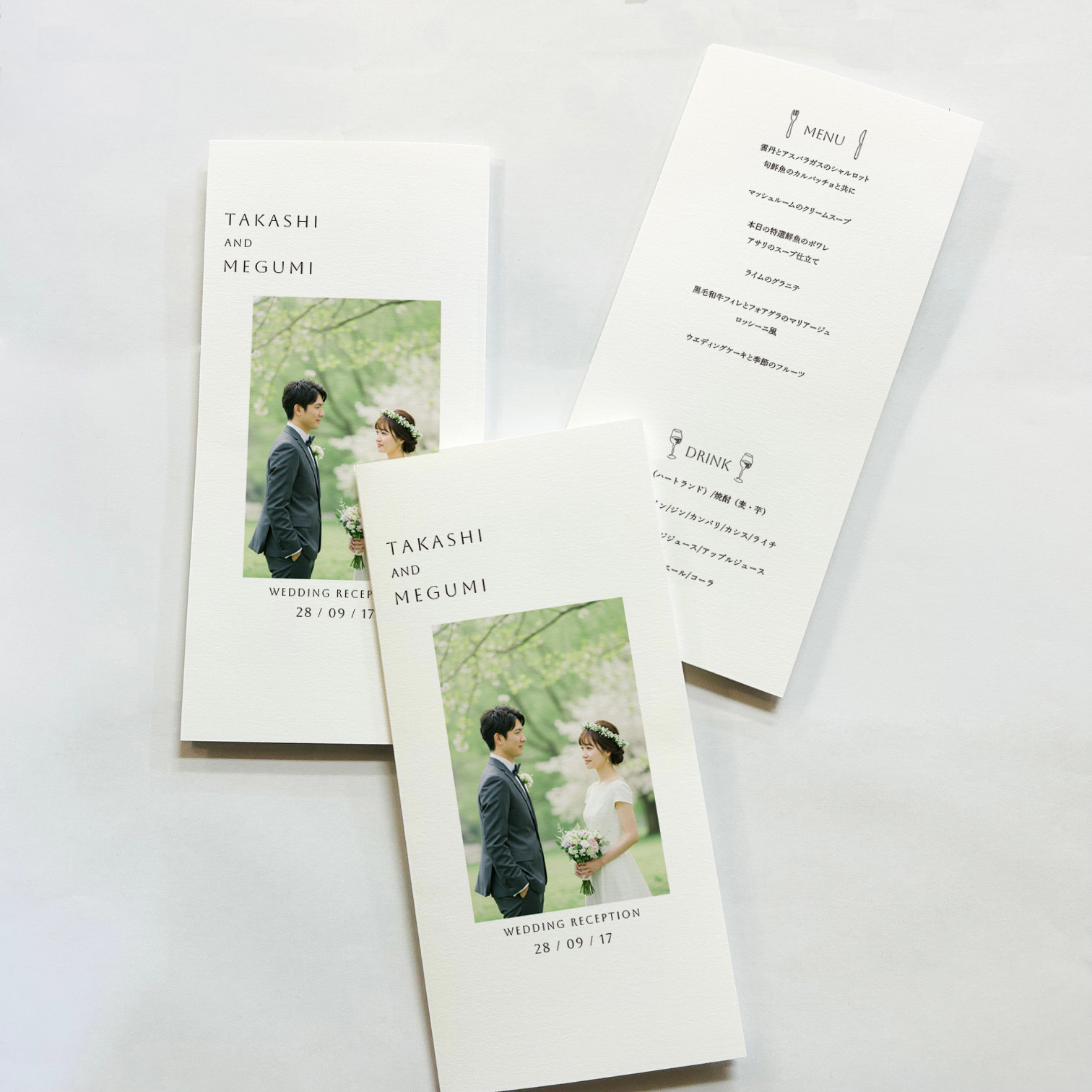 三つ折り｜席次表photo03｜A4サイズ｜結婚式|披露宴