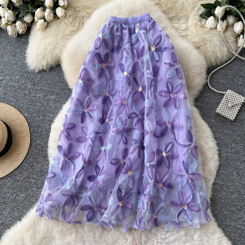 花柄、チュールスカート 、レディース、夏