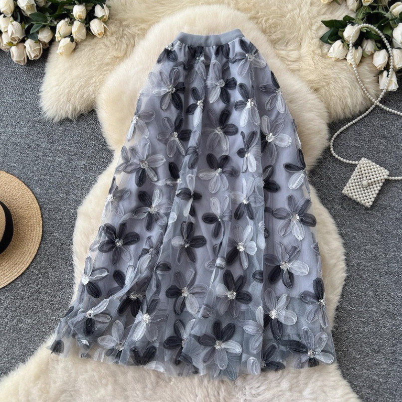 花柄、チュールスカート 、レディース、夏