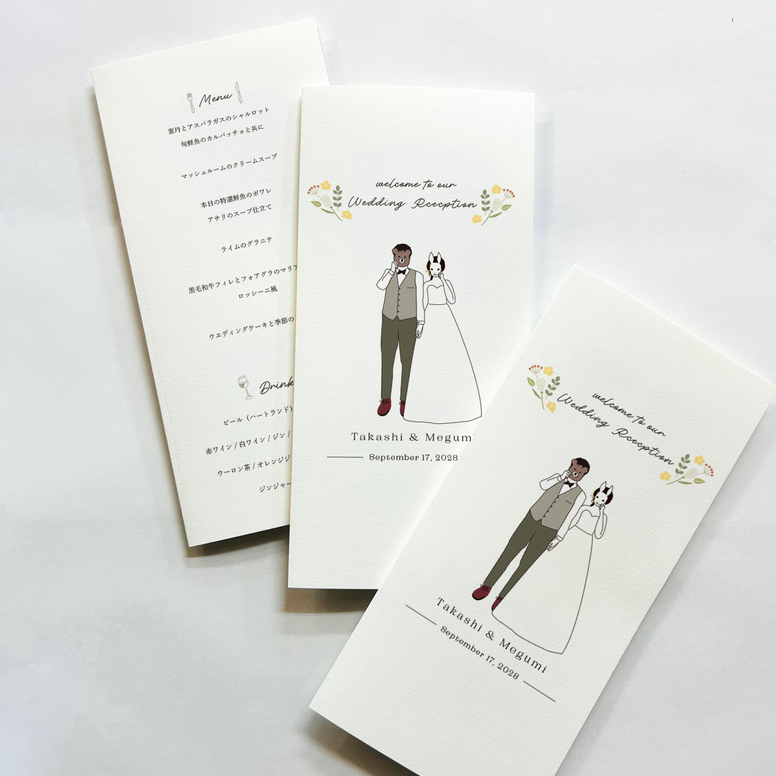 三つ折り｜席次表 洋装Omen｜A4サイズ｜結婚式