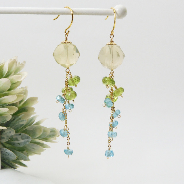 レモン水晶  ピアス  J-51