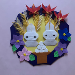 折り紙イースターリース＊花柄うさぎとヒヨコ リース ケロティ