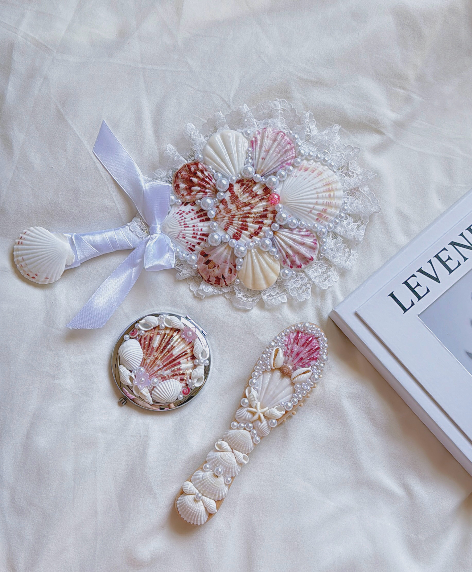 貝殻装飾の手鏡 3点セット　発送無料