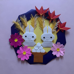 折り紙イースターリース＊花柄うさぎとヒヨコ リース ケロティ