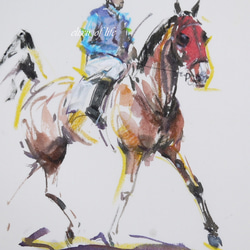 競走馬2020、1（水彩画用紙29cm×21cm、墨
