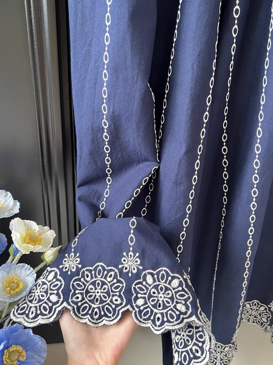 夏、ワイドパンツ、ボトムス、綿麻、刺繡