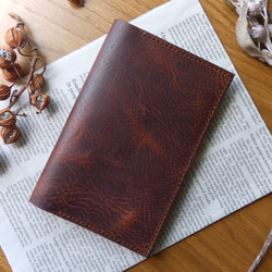 イタリア革のブックカバー（新書サイズ）／チョコ ブックカバー