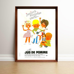 JUS DE POMME ジュース 1960年代 フランス ヴィンテージ 雑誌 広告 額付 ポスター 1枚目の画像
