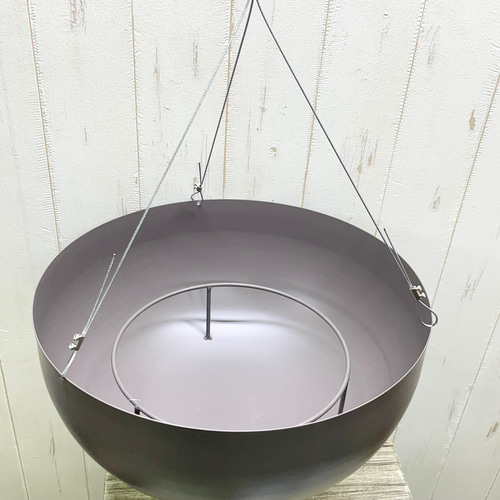 錆びにくい】スチール製ハンギング鉢カバー 35cm｜ナチュラル モダン