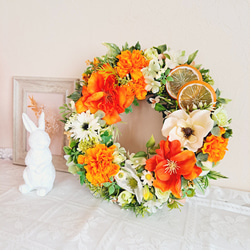 桃の花リース(アーティフィシャルフラワー使用、22cm)玄関リース