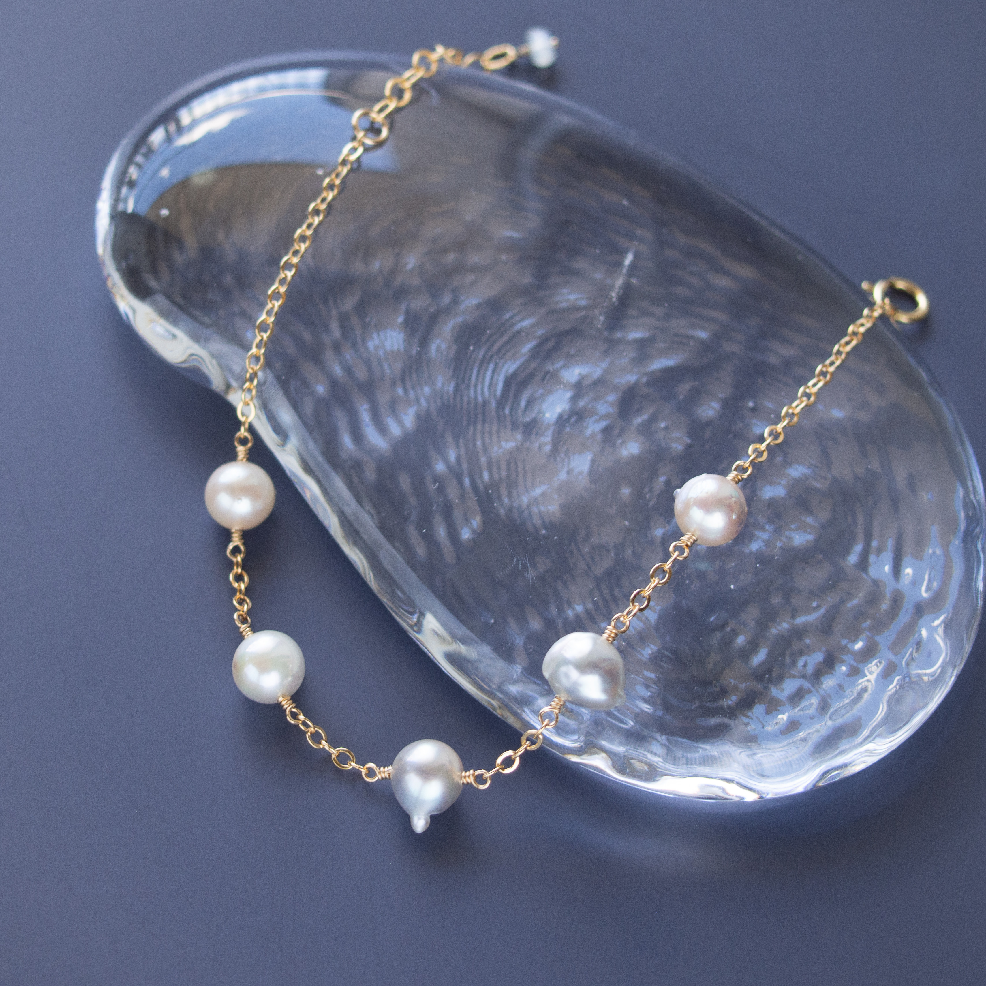 あこや真珠（バロック）のブレスレット（14KGF）