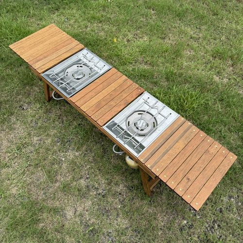 IGT対応 ウッドテーブル ウォルナット色 折りたたみキャンプテーブル